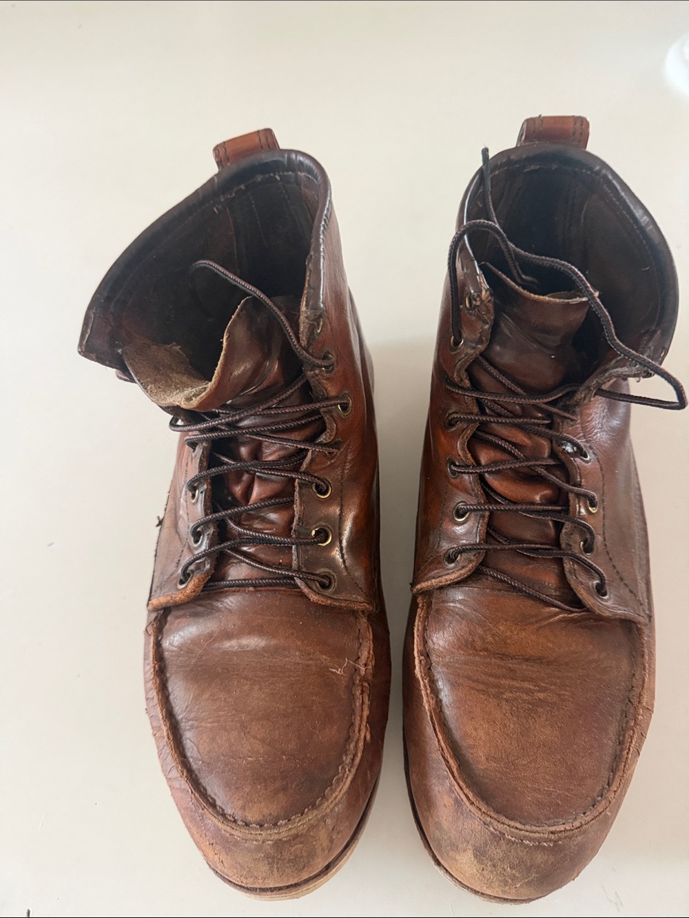 Men's Brown Leather Lace-Up Red Wing Work Boots size 12